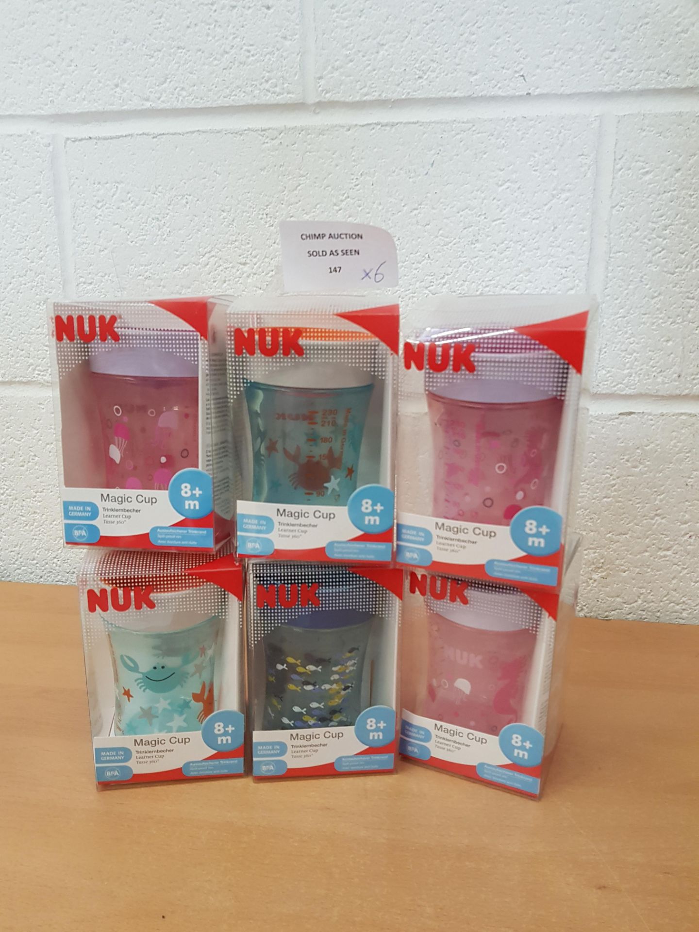 6x Brand new NUK Magic Cup Sippy Cup, 360° Anti-Spill Rim RRP £120.