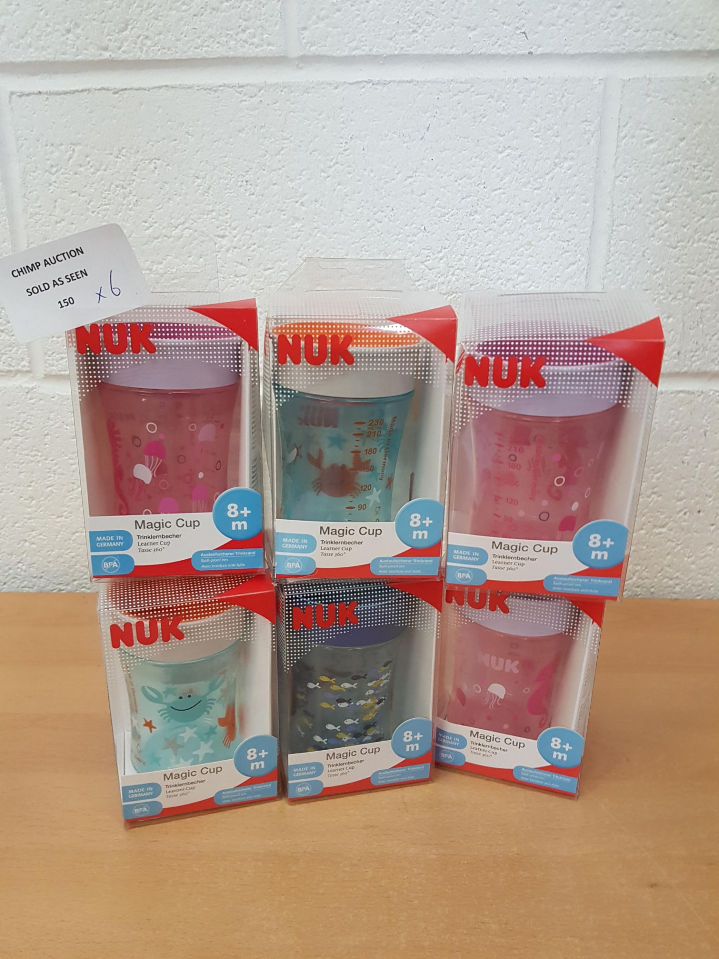 6x Brand new NUK Magic Cup Sippy Cup, 360° Anti-Spill Rim RRP £120.