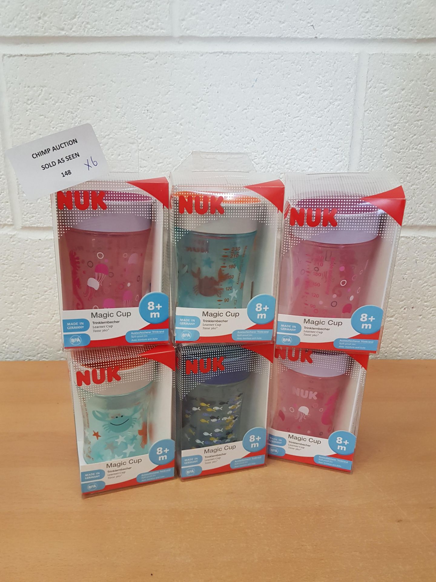 6x Brand new NUK Magic Cup Sippy Cup, 360° Anti-Spill Rim RRP £120.