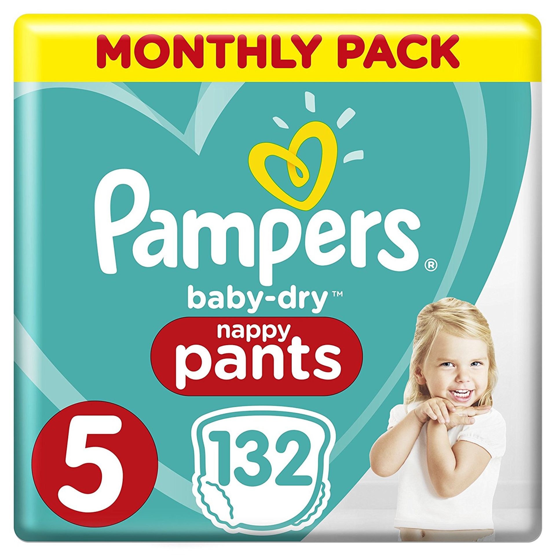 Brand new Pampers Baby-Dry Size 5, 132 Nappy Pants, (12-17kg)