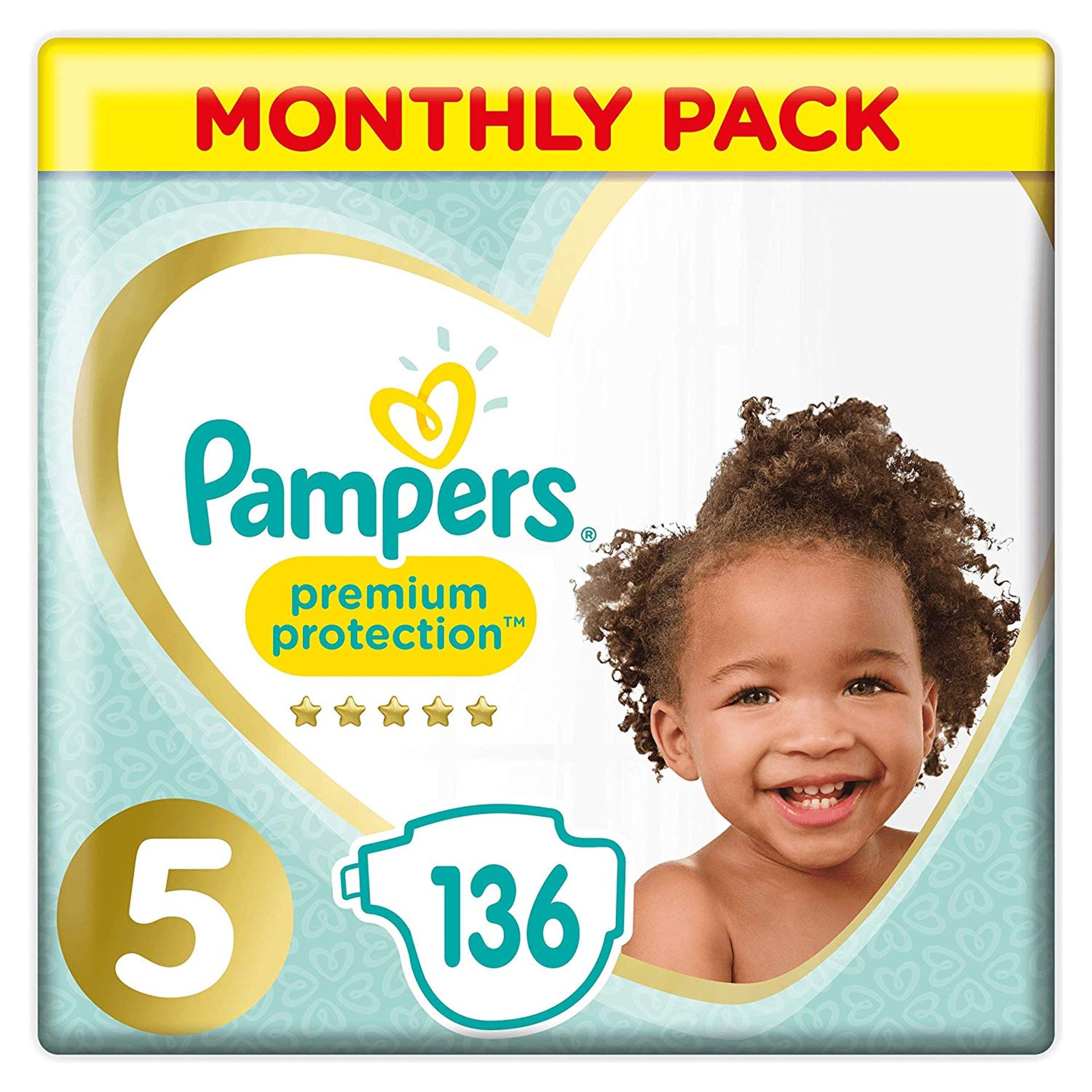 Brand new Pampers Premium Protection Size 5, 136 Nappies