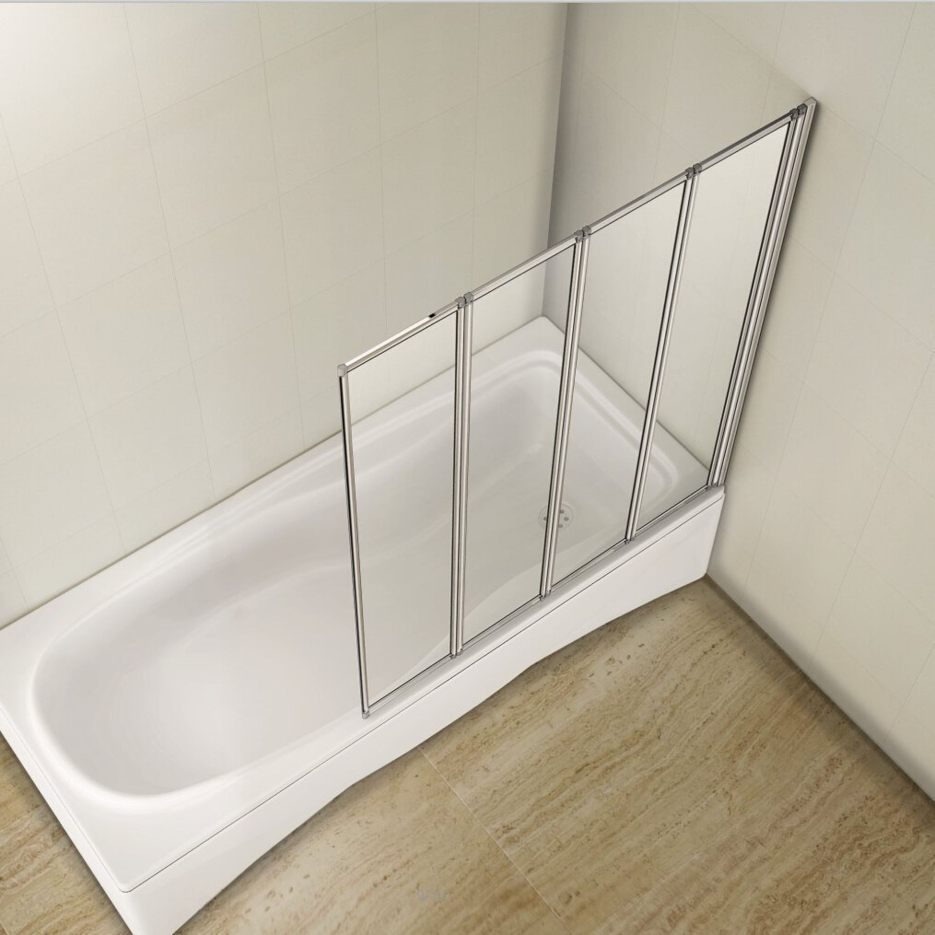 Aqualux 4-Folding Shower Bath Screen Toughened Glass Panel RRP £129.99