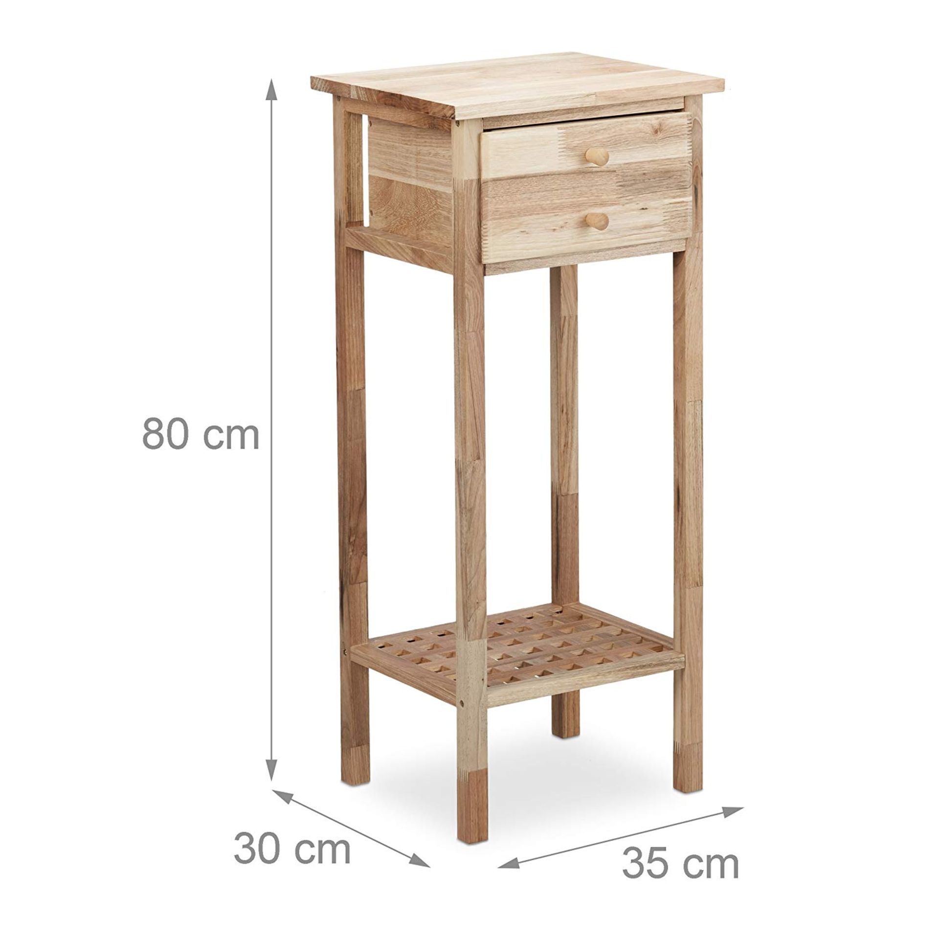 Relaxdays Walnut Side Table with Drawer, 2 Shelves