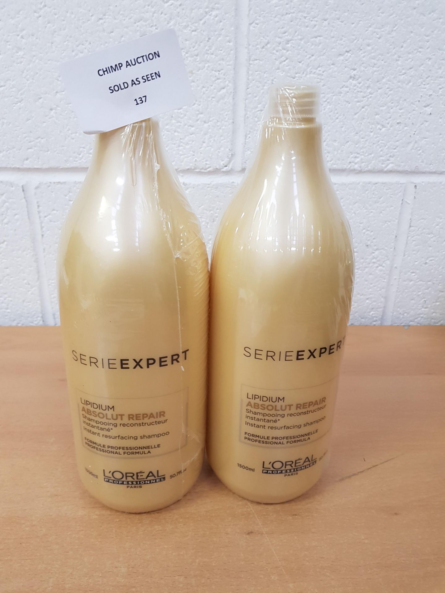 2X NEW L'Oreal Absolut Repair Lipidium Shampoo 1500ml RRP £60.