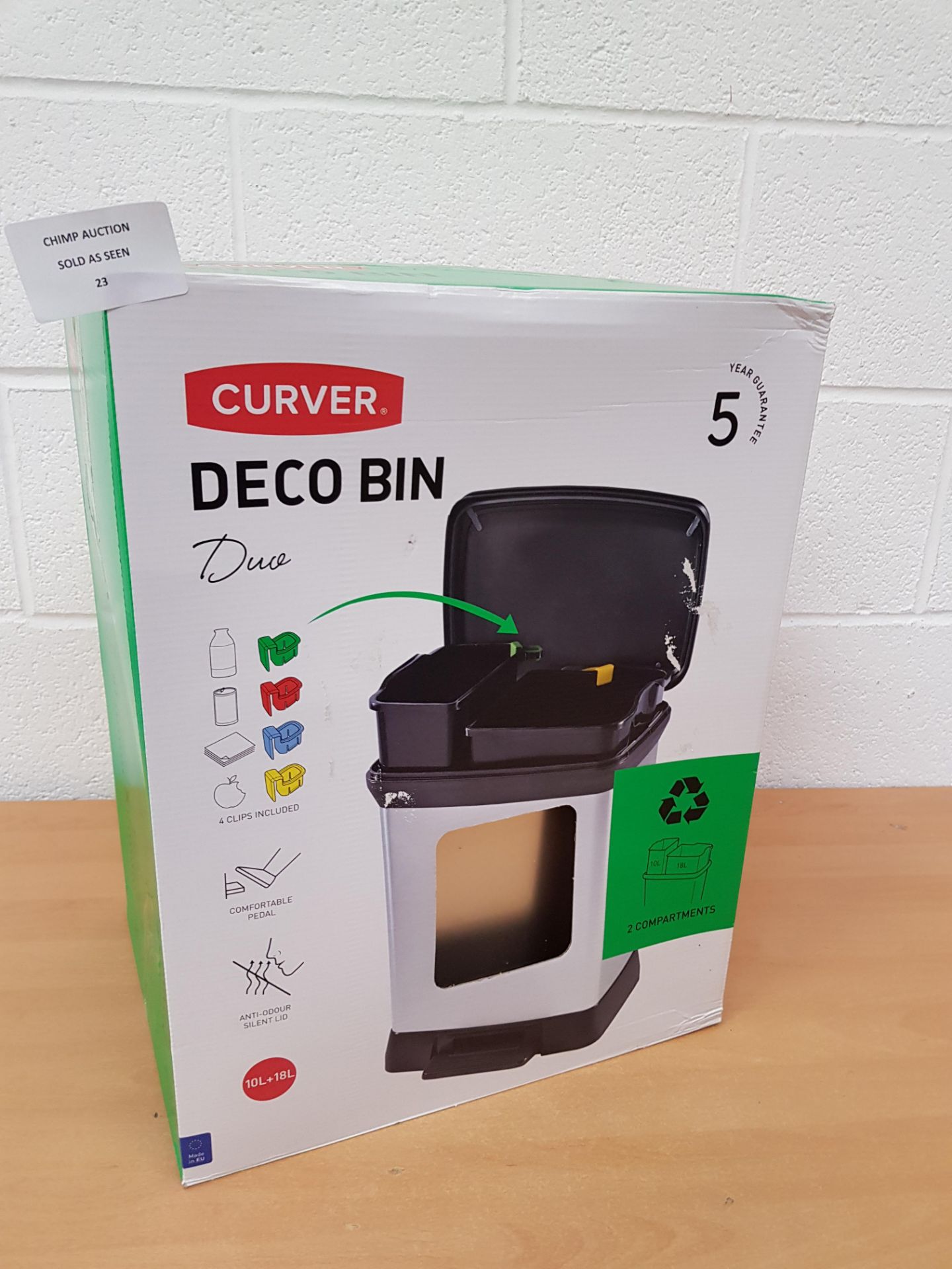 Curver 30 L Metal Effect Duo Recycle Pedal Touch Deco Bin RRP £79.99