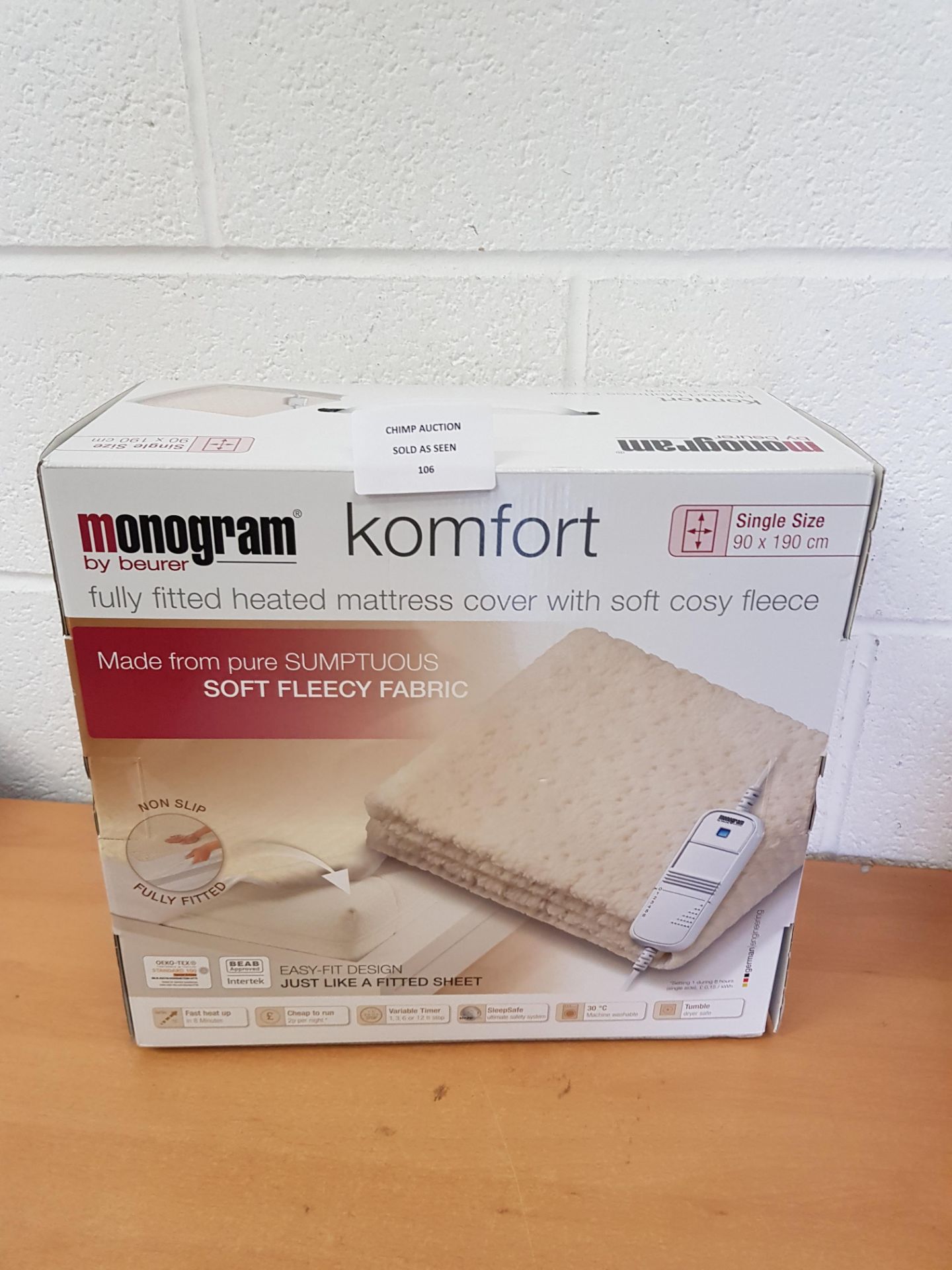 Monogram Komfort Fully Fitted Fleecy Heated Blanket/Mattress Cover