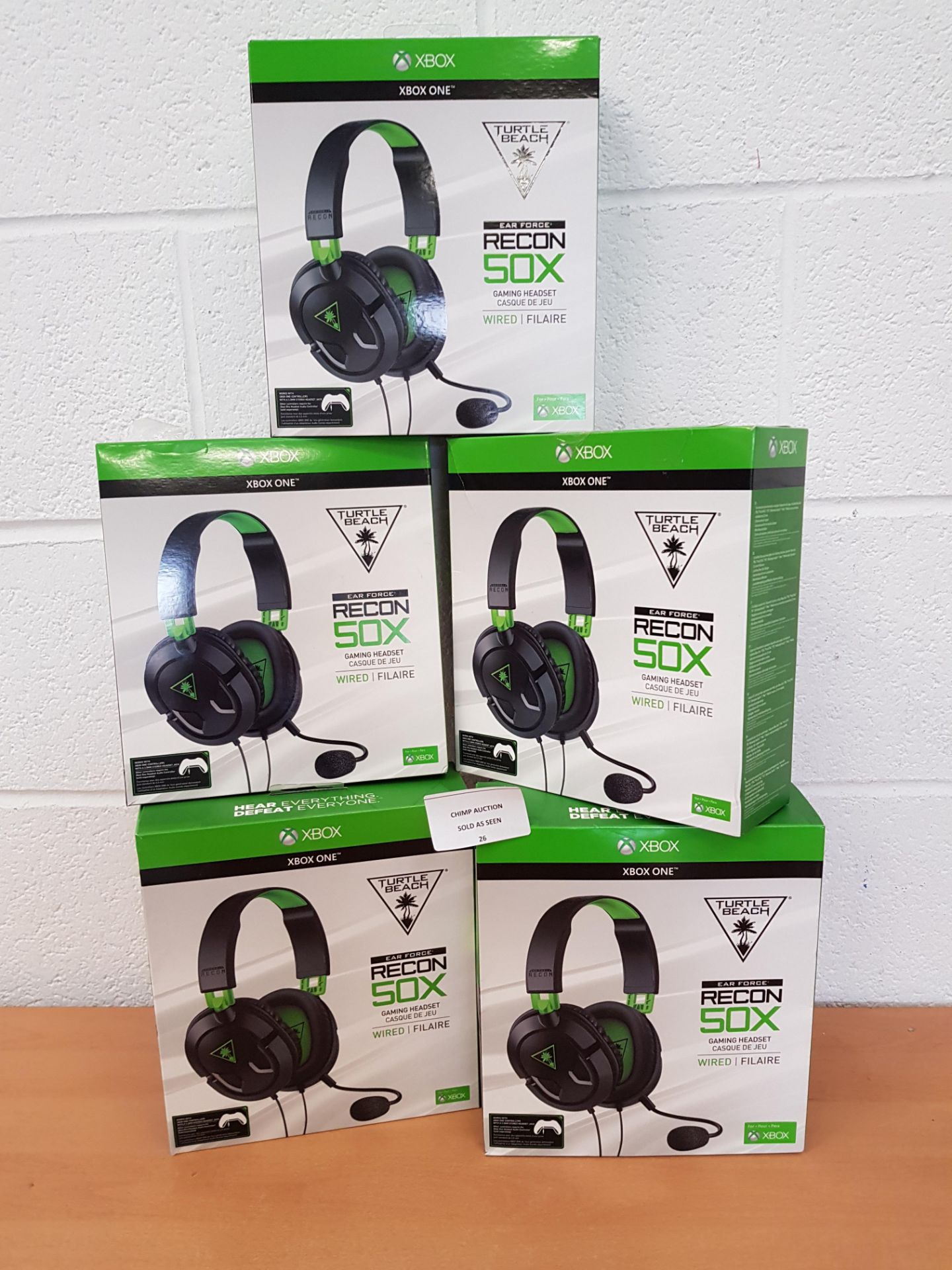Joblot of 5X TurtleBeach Recon 50X Xbox One gaming headsets RRP £300.