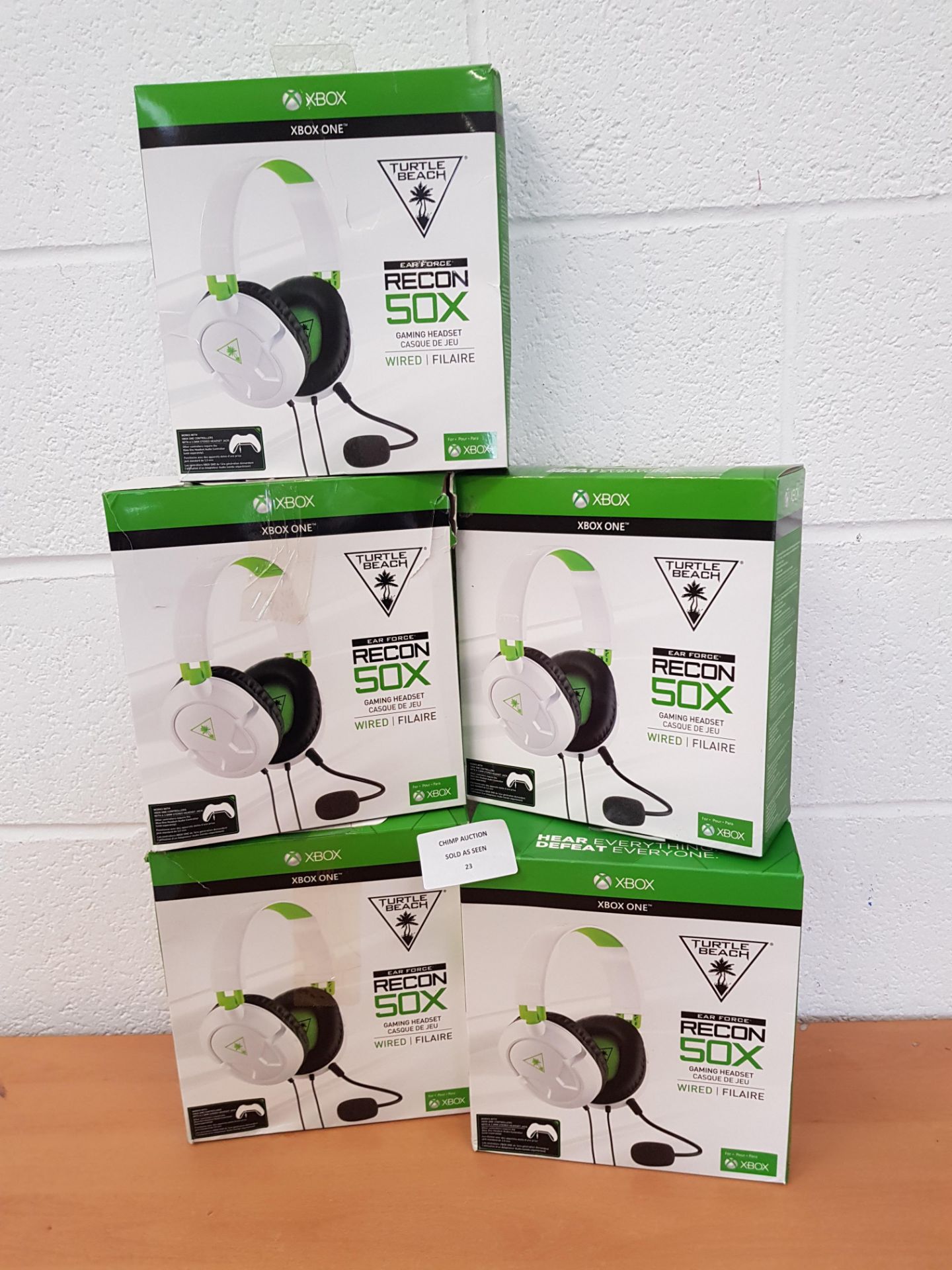 Joblot of 5X TurtleBeach Recon 50X Xbox One gaming headsets RRP £300.