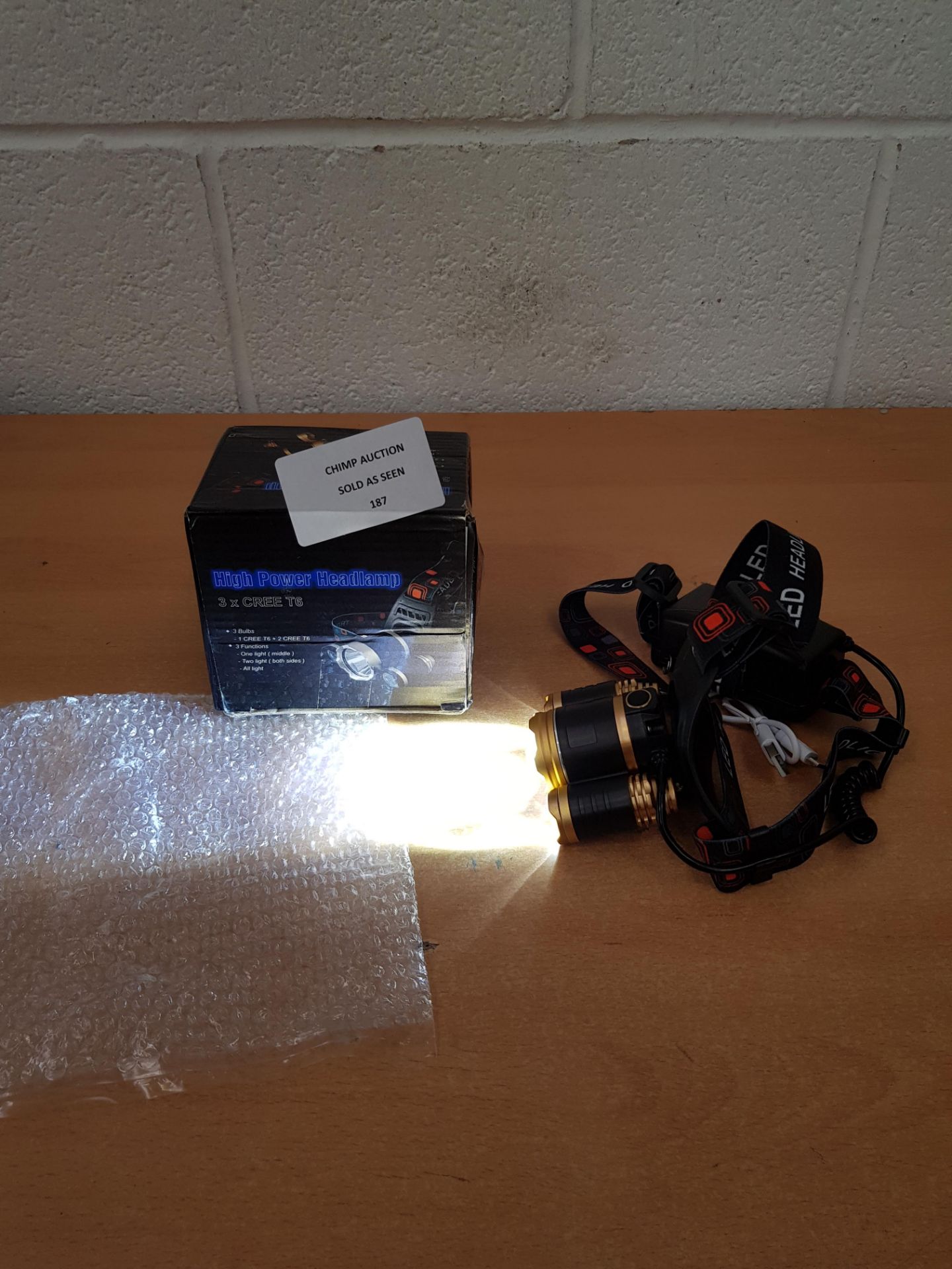 High Powered 3x Cree T6 LED rechargeable HeadLight