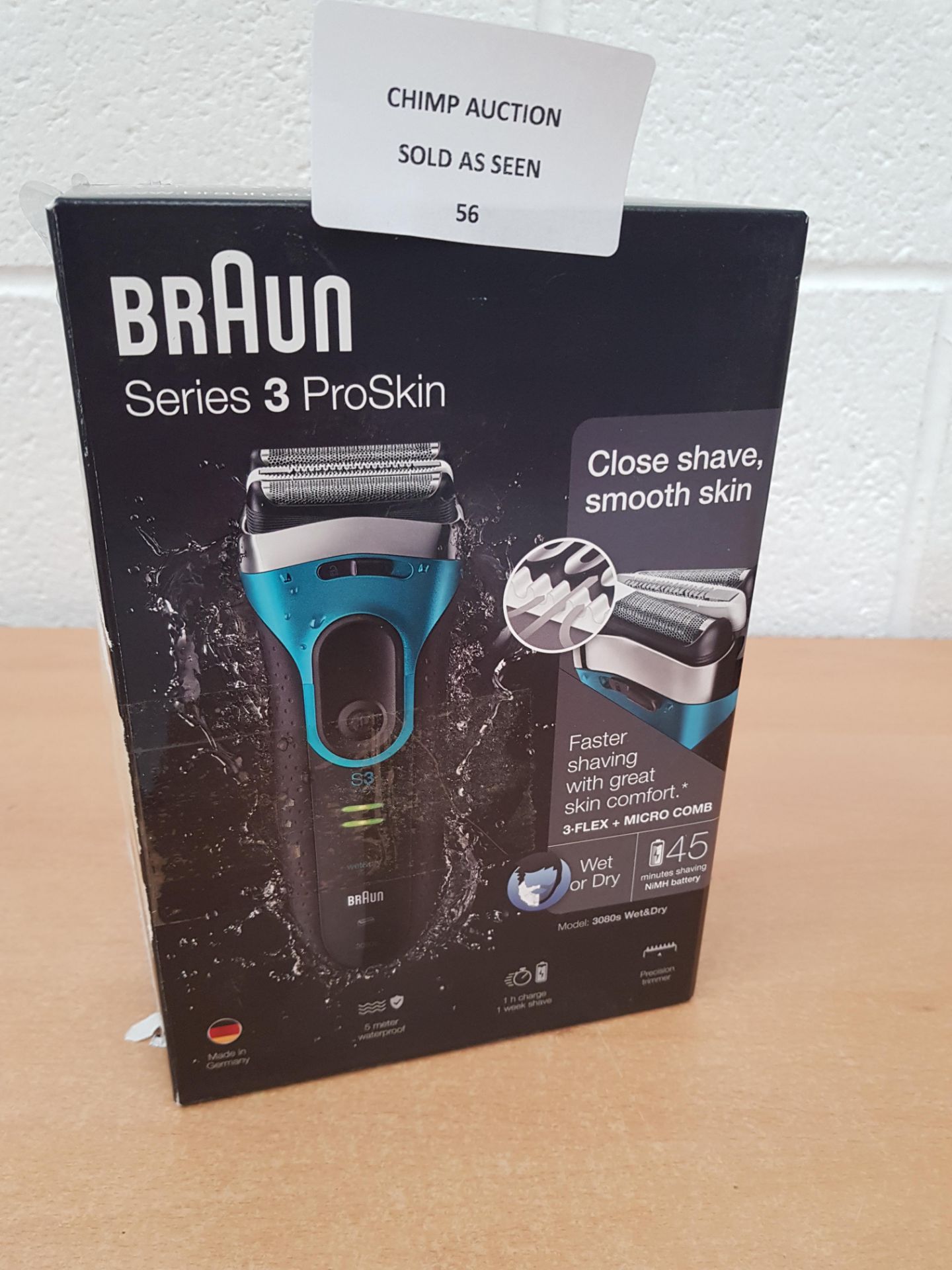 Braun Series 3 ProSkin 3080s Electric Shaver, Wet and Dry RRP £149.99.