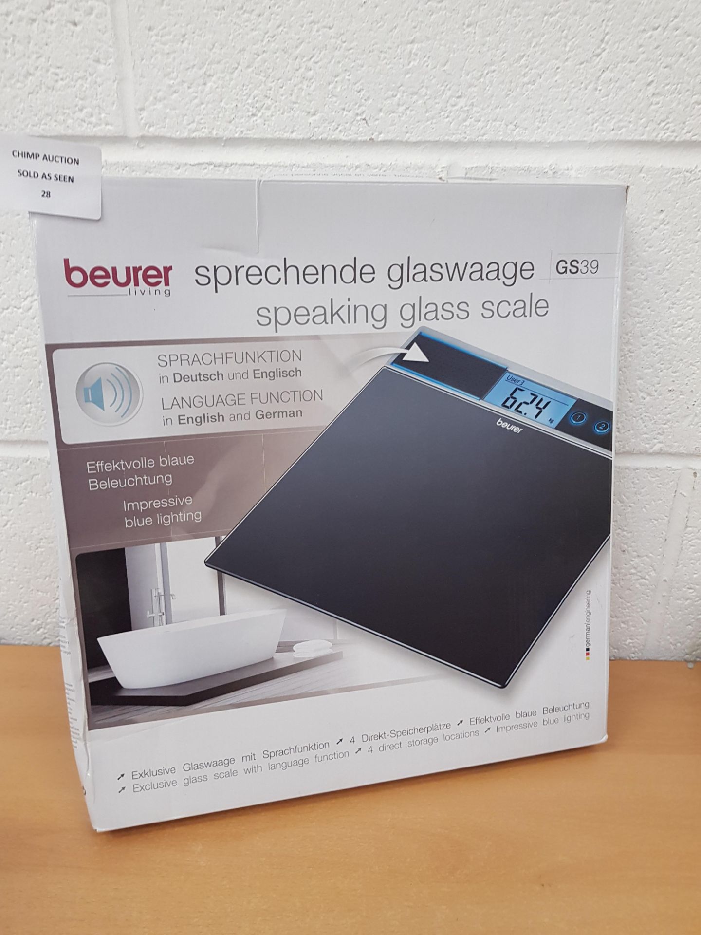 Beurer GS39 Talking Glass Bathroom Scale RRP £49.99