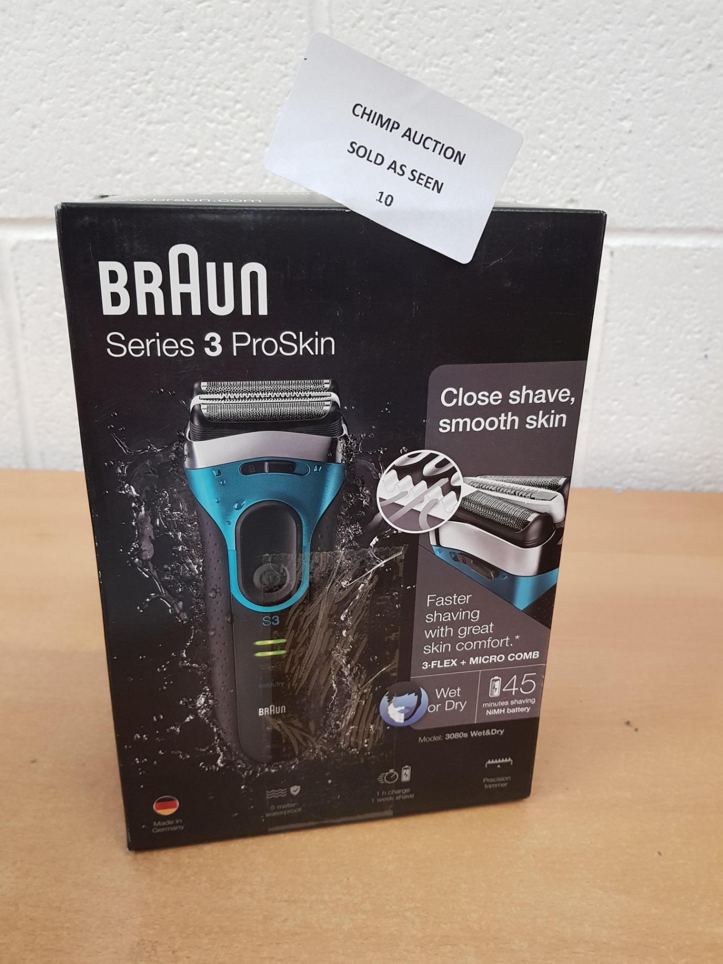 Braun Series 3 ProSkin 3080s Electric Shaver, Wet and Dry RRP £149.99.