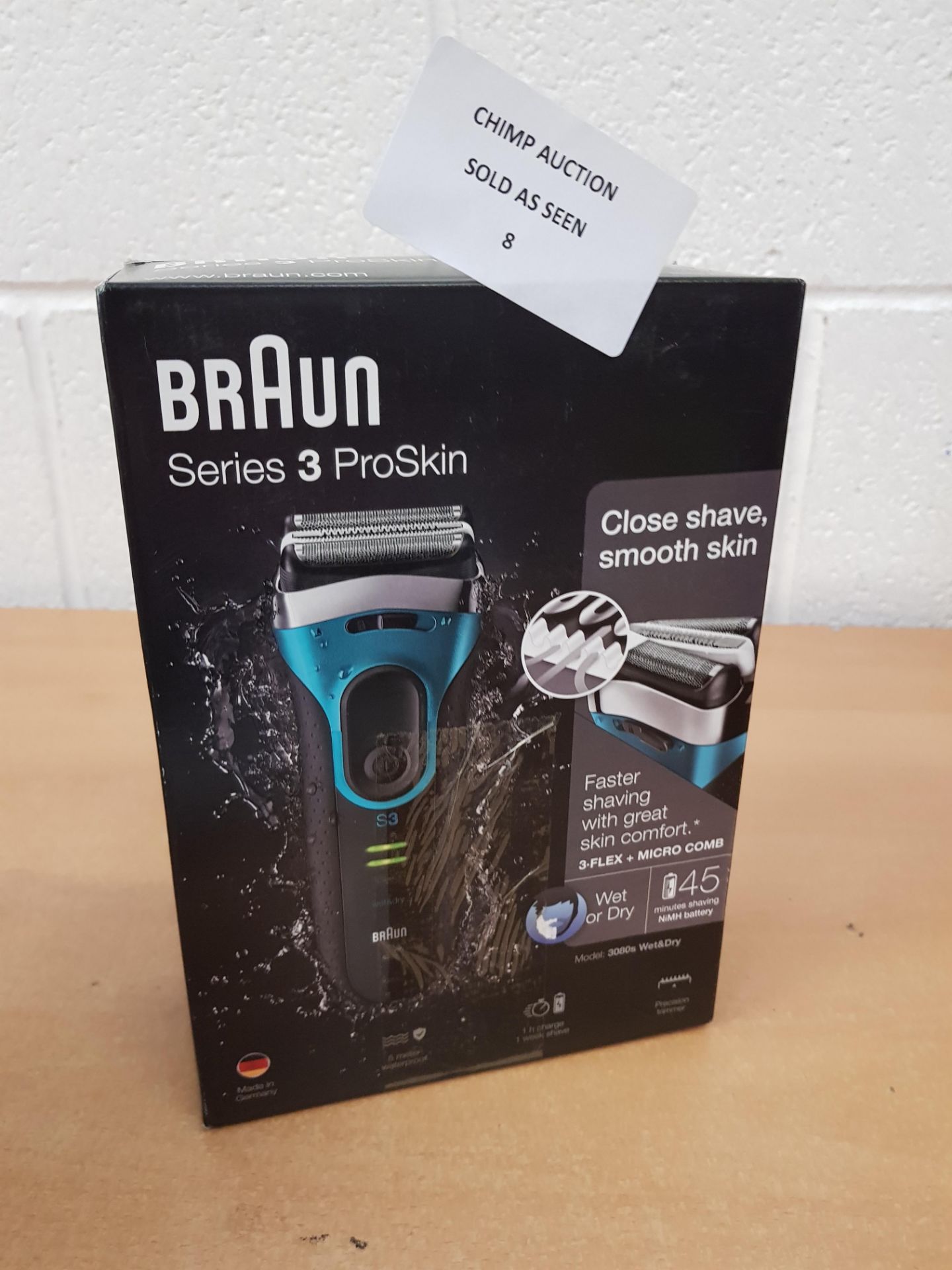 Braun Series 3 ProSkin 3080s Electric Shaver, Wet and Dry RRP £149.99.