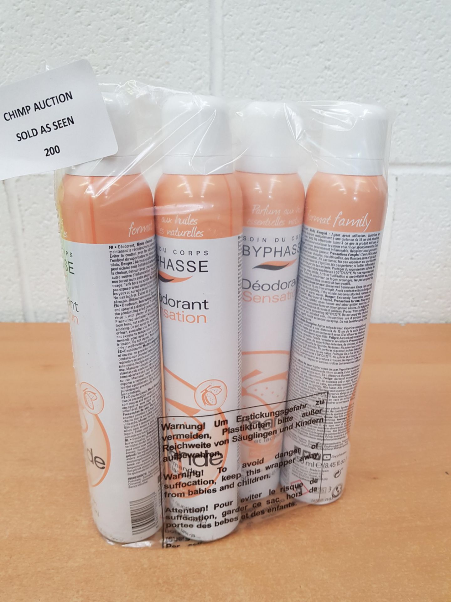NEW Byphasse Almond Deodorant Spray - Pack of 4 RRP £25 .