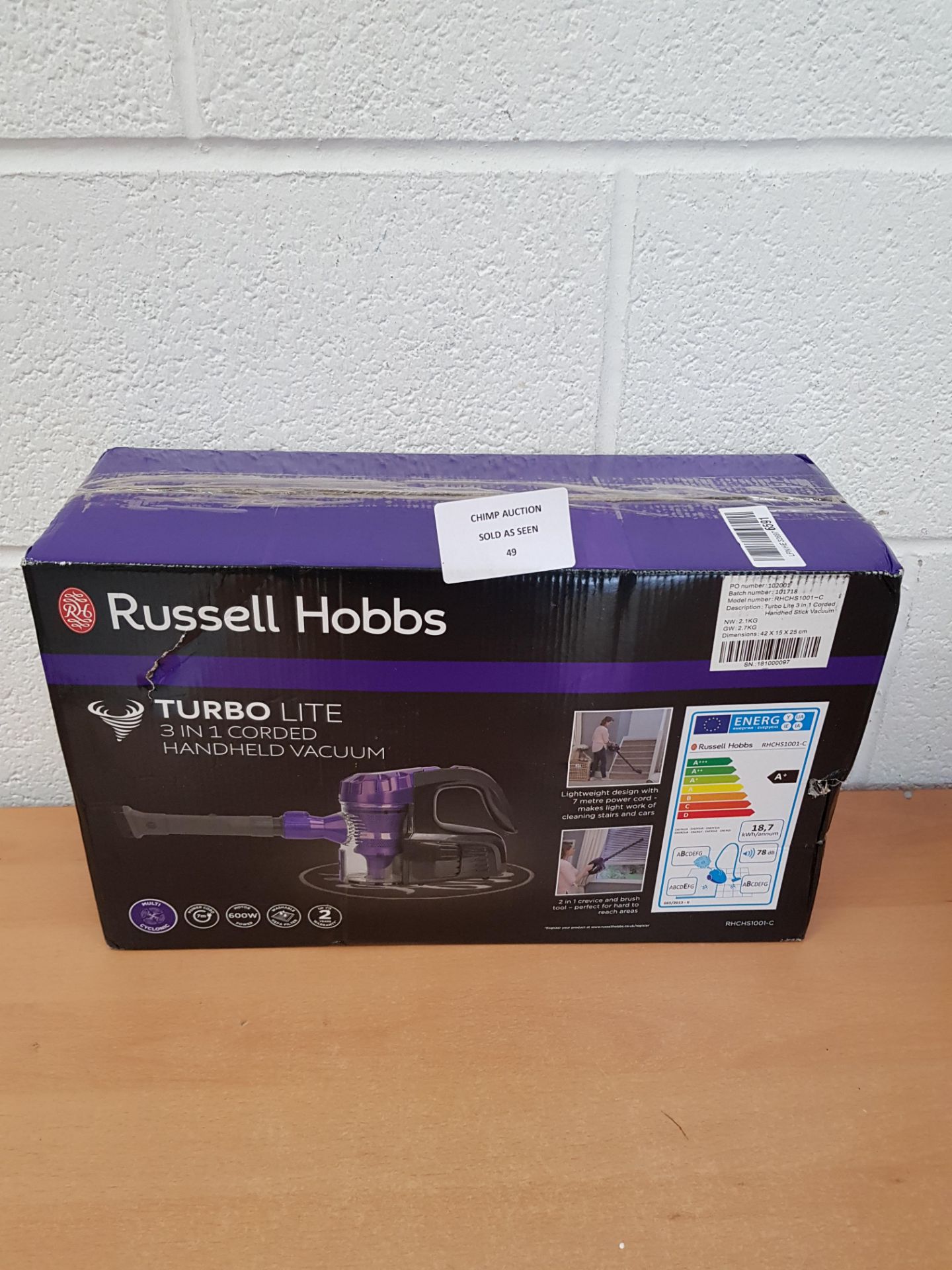 Russell Hobbs Turbo Lite 3 in 1 handheld Vacuum Cleaner