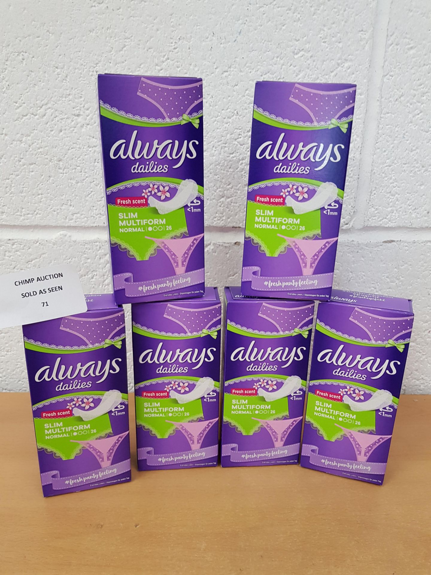 6X Brand new Always Dailies Slim Fresh Scent ladies pads