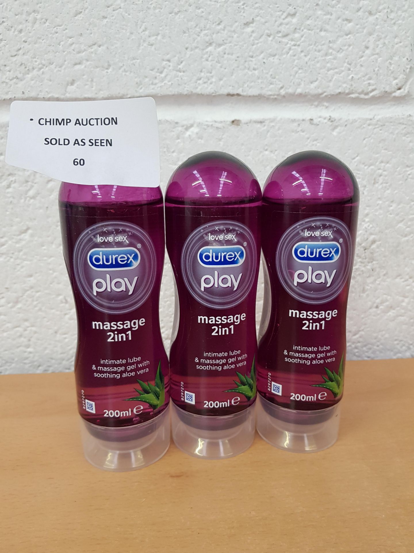 3X Brand new Durex 200 ml Play 2 in 1 Aloe Vera Massage Gels RRP £30.