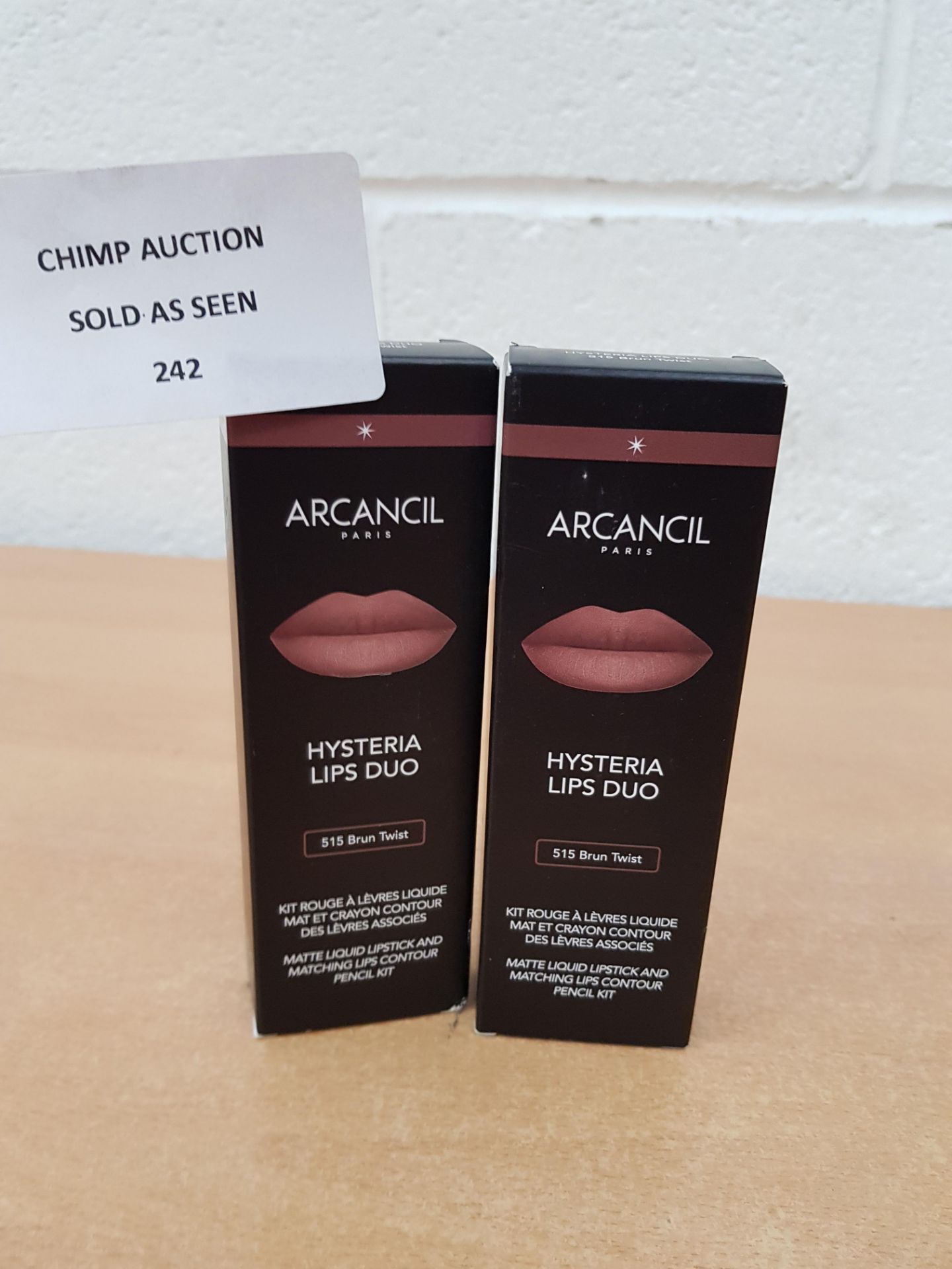 2X Brand new Arcancil Paris Hysteria Lips Duo 515 Brun Twist