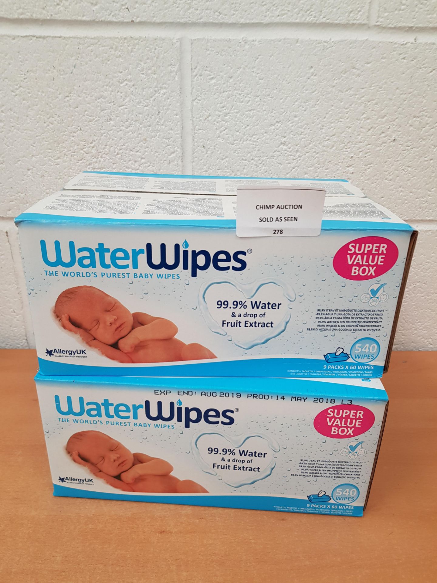 Brand new WaterWipes Baby Wipes Wipes (18 Packs / 1080 WIPES ) RRP £50.