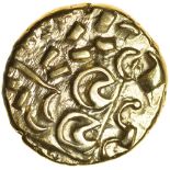 North East Coast. Left Type. Sills Mint B, fig. 8. c.60-50 BC. Celtic gold stater. 16mm. 6.15g.