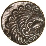Ogmios and Boar. Coriosolites. c.57-56 BC. Celtic silver quarter stater. 14mm. 1.43g.