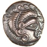 Ogmios and V-Boar. Rybot group II. c.57-56 BC. Celtic silver stater. 18-21mm. 6.00g.