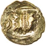 Curdridge Triad (formerly Chichester Radiate). c.50-40 BC. Celtic gold quarter stater. 12mm. 1.20g.