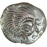 Ogmios and Lyre. c.57-56 BC. Celtic silver stater. 20-22mm. 6.86g.