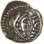 Epaticcus Eagle.c.AD20-40. Celtic silver unit. 14mm. 1.31g.