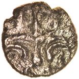 Vale of Pewsey. c.50-30 BC. Celtic base gold quarter. 11mm. 0.97g.