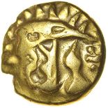 Duro Boat Gold. c.50-30 BC. Celtic gold quarter stater. 10mm. 1.45g.