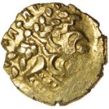 Little Horned Serpent. Sills dies 1/3. c.55-45 BC. Celtic gold quarter stater. 12mm. 1.30g.