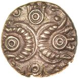 Corded Crescents. c.55-45 BC. Celtic gold quarter stater. 9mm. 1.01g.