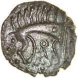 Cani Duro. Talbot dies A/1. c.AD 25-43. Celtic silver unit. 13mm. 0.92g.