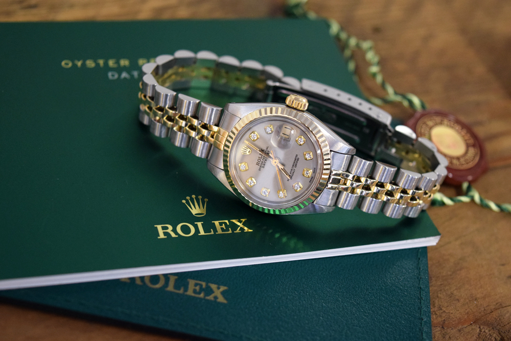 ROLEX Datejust (Ladies) - Yellow Gold / Steel with Diamond Set GREY DIAL