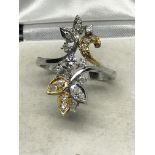 WHITE GOLD DIAMOND FLOWER RING 0.50ct