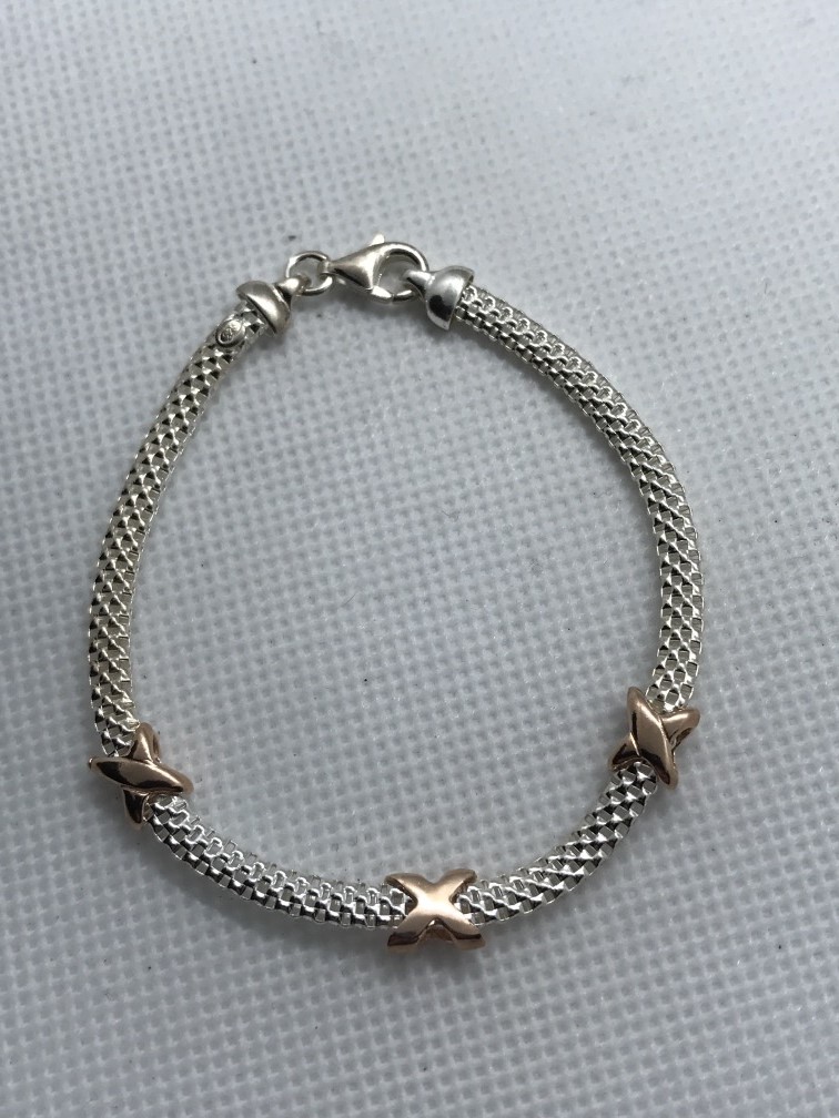 SILVER 925 BRACELET WITH GOLD COLOURED PATTERN - Image 3 of 3