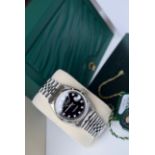 Rolex DateJust Steel/ 18K White Gold 36mm Gents Model - Diamond set, Black Dial, Automatic