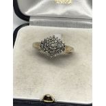 9ct GOLD DIAMOND CLUSTER RING 0.25ct