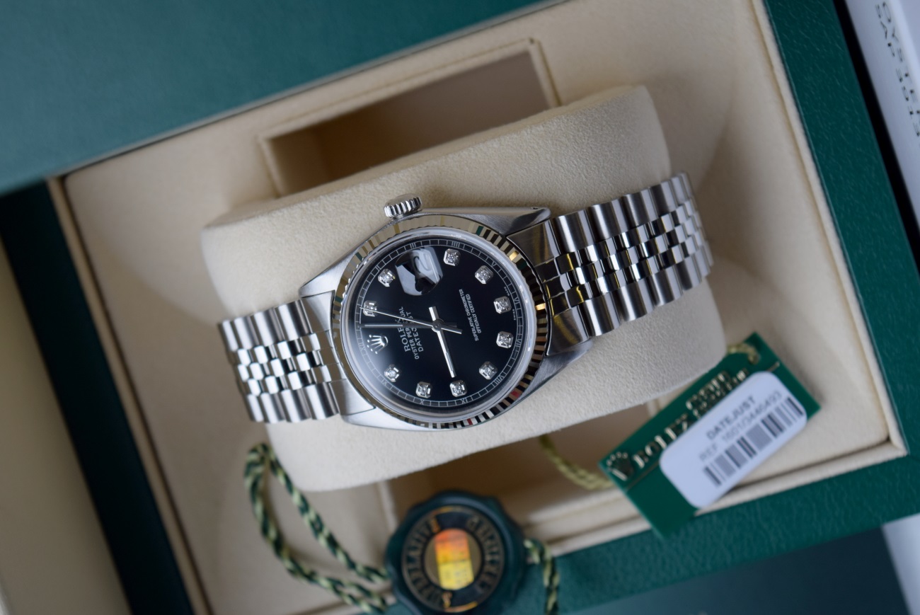 Rolex DateJust Steel/ 18K White Gold 36mm Gents Model - Diamond set, Black Dial, Automatic - Image 4 of 11