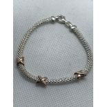 SILVER 925 BRACELET WITH GOLD COLOURED PATTERN