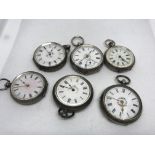 COLLECTION OF 6 SILVER WATCHES