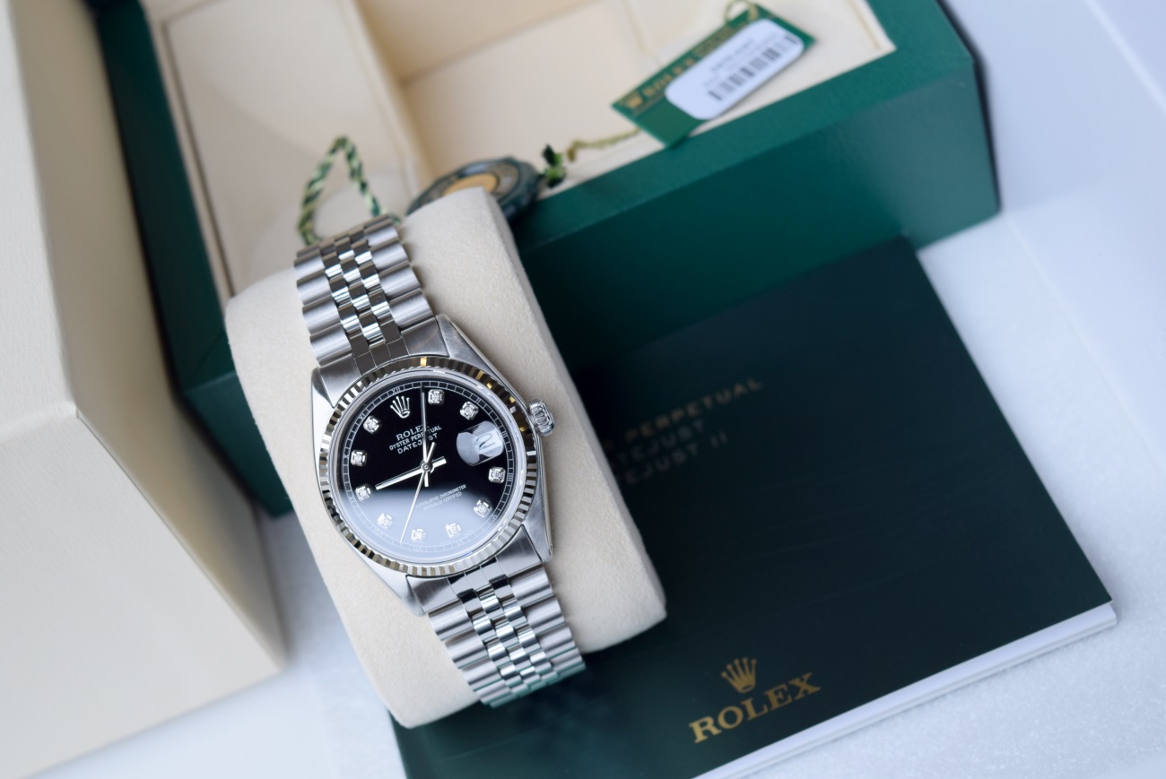 Rolex DateJust Steel/ 18K White Gold 36mm Gents Model - Diamond set, Black Dial, Automatic - Image 5 of 11