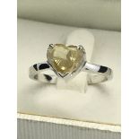 2.00ct YELLOW DIAMOND HEART SOLITAIRE RING SET IN WHITE METAL MARKED 750