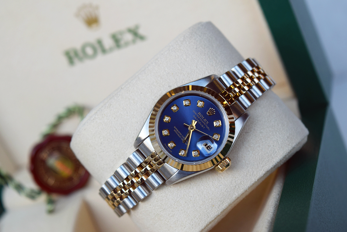 ROLEX Datejust (Ladies) - 18K GOLD & STAINLESS STEEL with NAVY BLUE DIAL