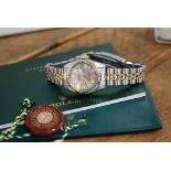 ROLEX - Stainless Steel and Gold Ladies Datejust with Diamond Set GREY DIAL