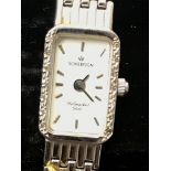 9ct WHITE GOLD SOVEREIGN WATCH - DIAMOND SET