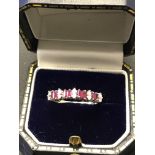 9ct GOLD 1/2 ETERNITY RUBY RING