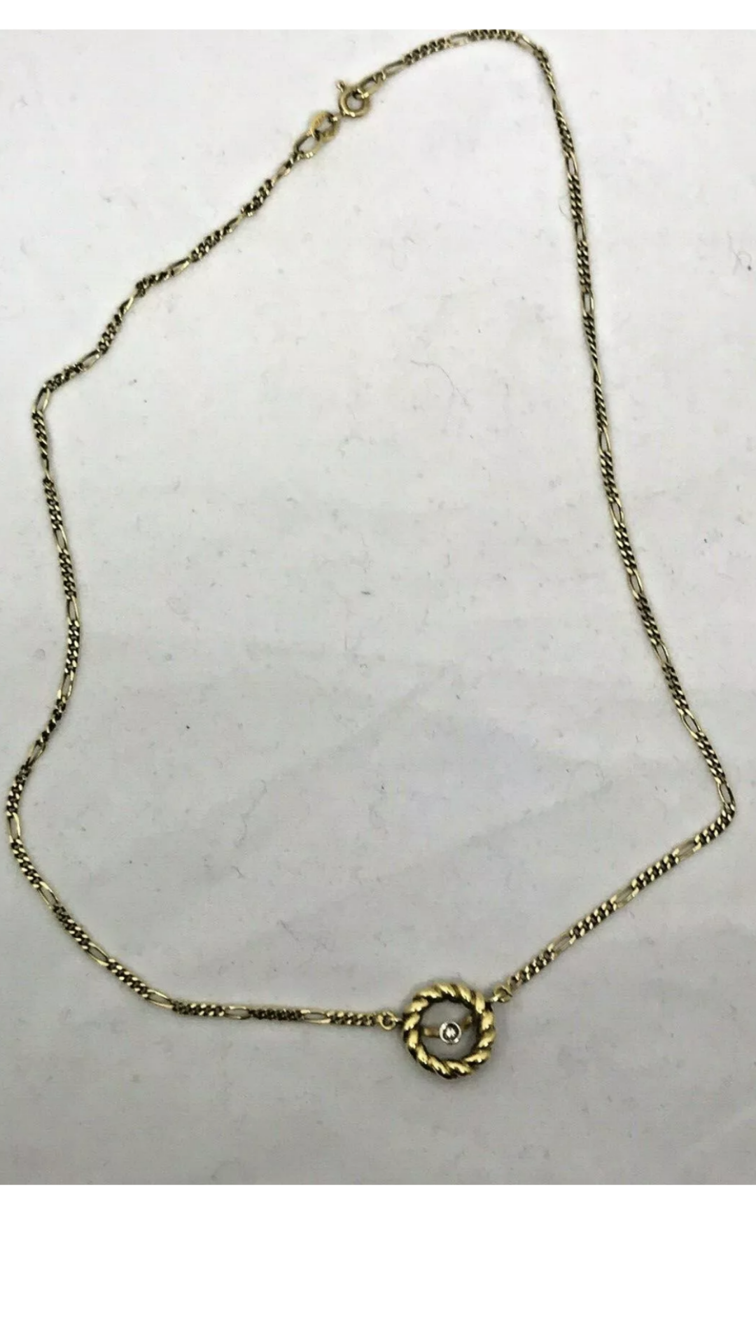 ANTIQUE DIAMOND SET PENDANT & CHAIN 9ct GOLD - Image 3 of 3