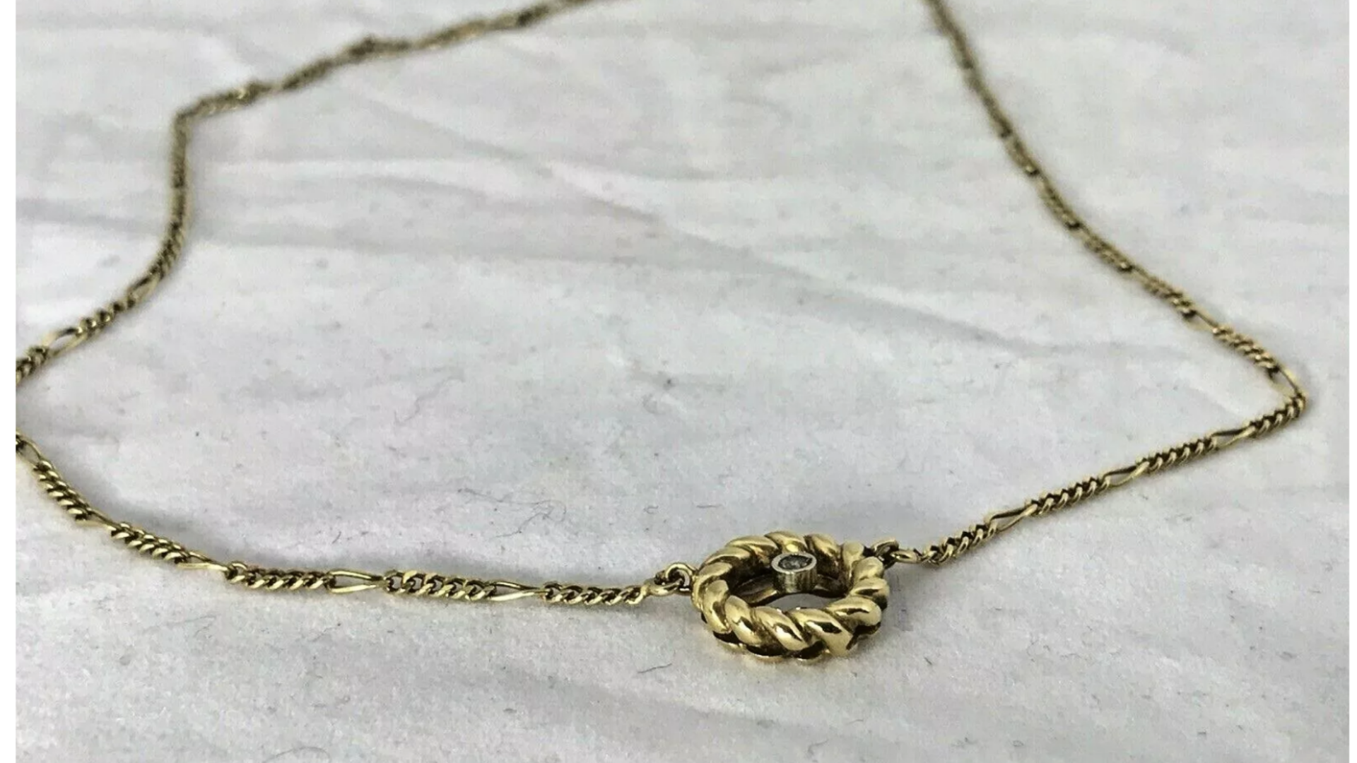 ANTIQUE DIAMOND SET PENDANT & CHAIN 9ct GOLD - Image 2 of 3